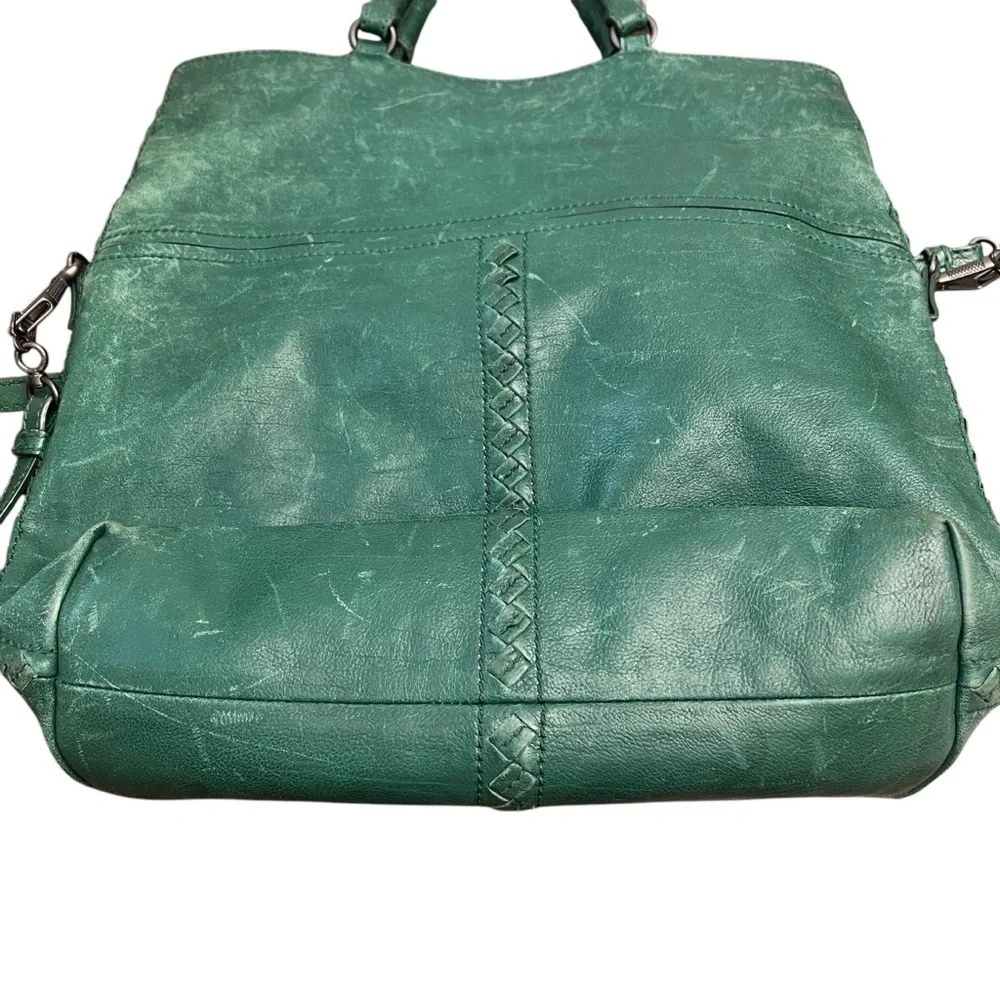 Bottega Veneta Intrecciato Trimmed Cervo Leather Green Tote Bag